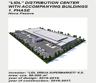 LIDL distribution center with accompanying buildings 1. phase